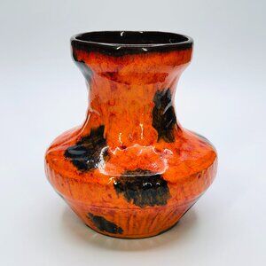 Vintage Estriceram Orange Brown Redware Vase: Jacques Garnier MCM Quebec Pottery